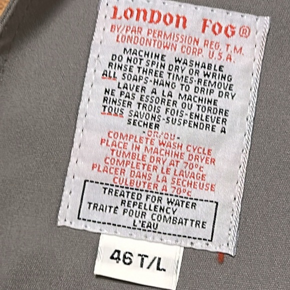 VTG London Fog men 46 T/L trench coat,double breast,removable wool blend liner - Picture 10 of 14